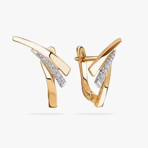 Серьги с английским замком из красного золота