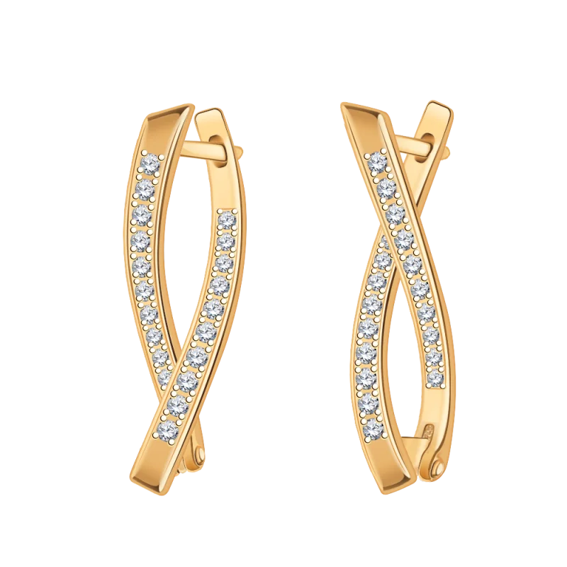 Серьги с английским замком из красного золота