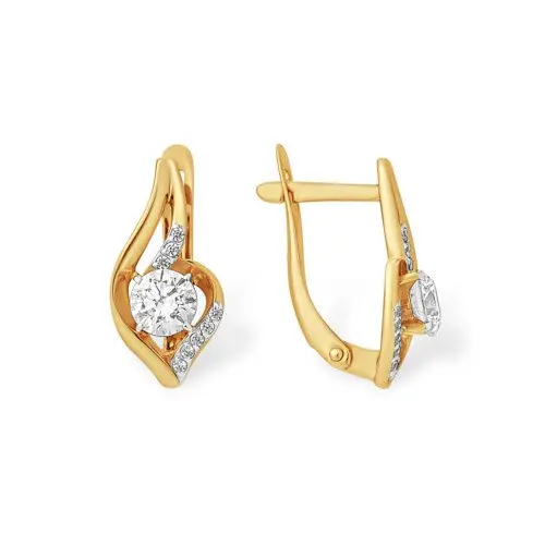 Серьги с английским замком из красного золота