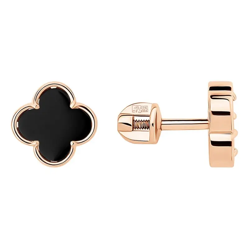 Серьги пуссеты из красного золота