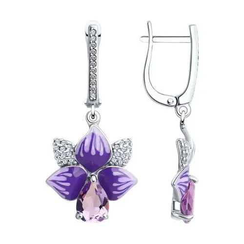Серьги подвесные из серебра