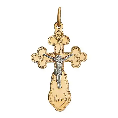 Подвеска крест из комбинированного золота