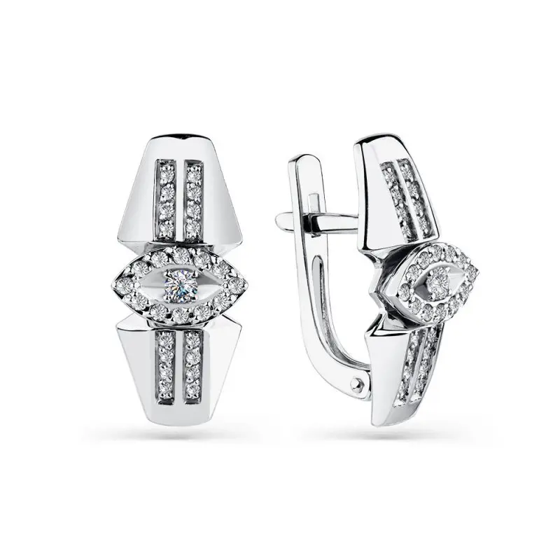 Серьги с английским замком из белого золота