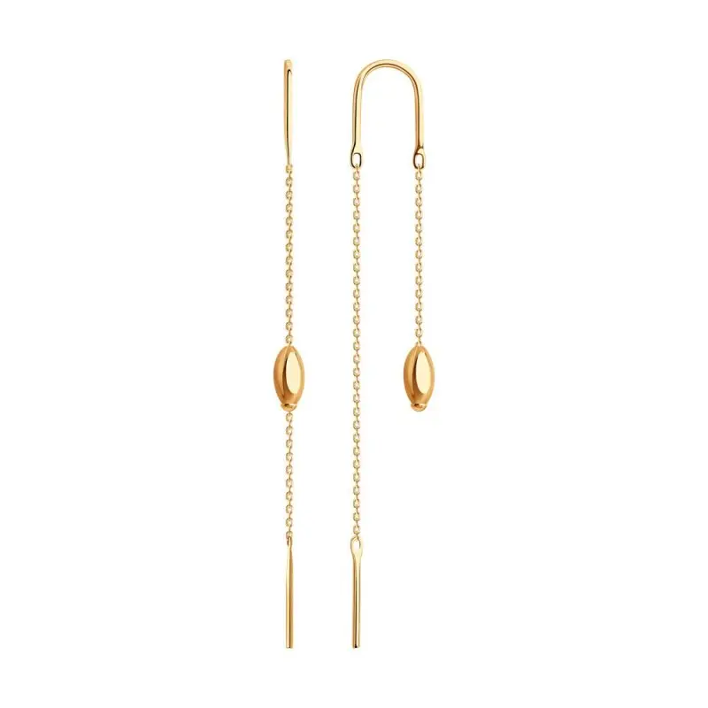 Серьги цепочки из красного золота