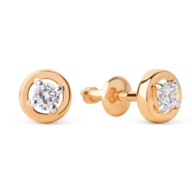 Серьги пуссеты из красного золота