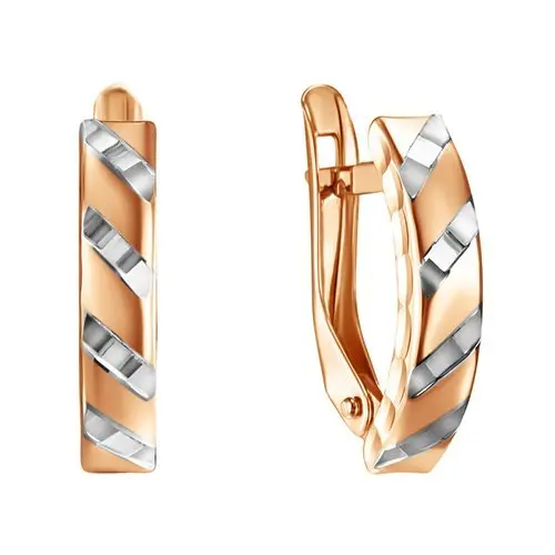 Серьги с английским замком из комбинированного золота