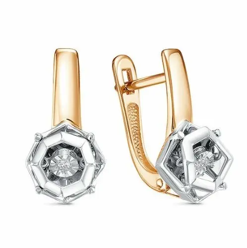 Серьги с английским замком из комбинированного золота