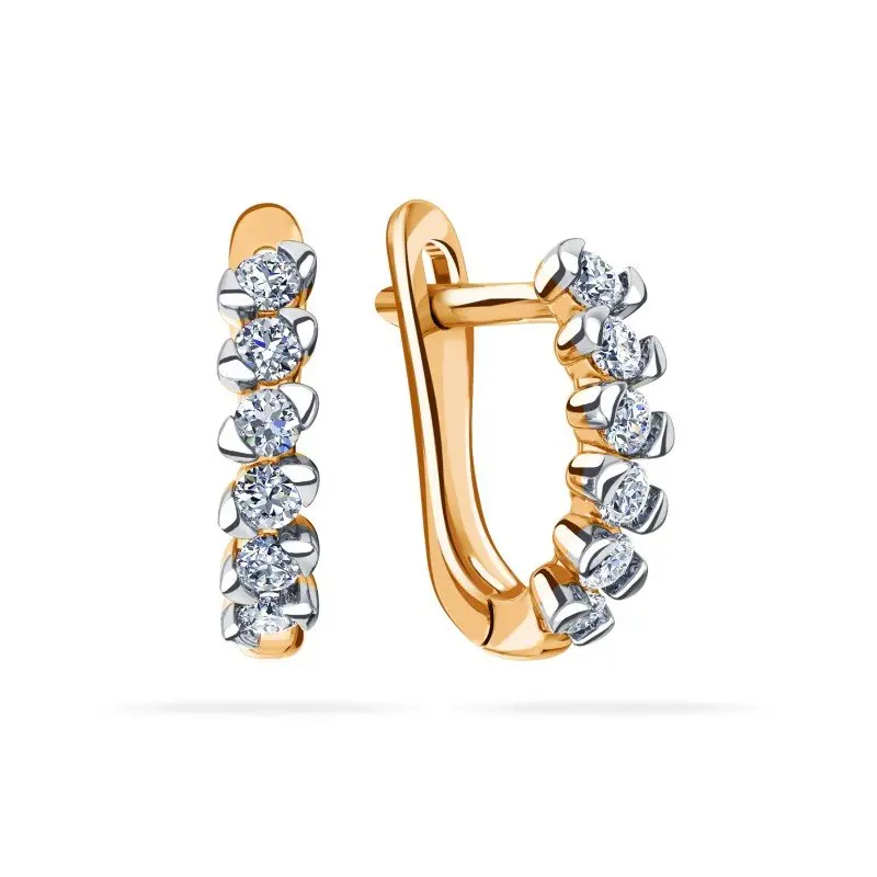 Серьги с английским замком из комбинированного золота