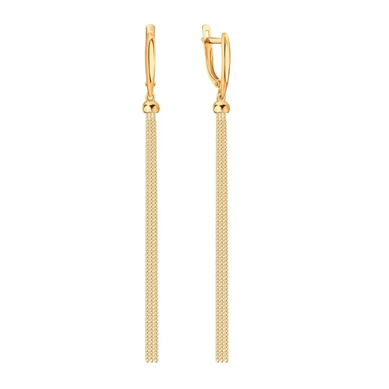 Серьги подвесные из красного золота