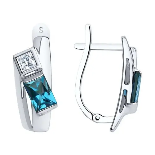 Серьги с английским замком из белого золота