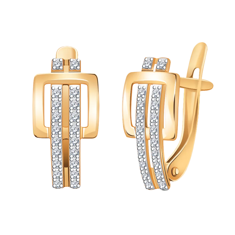 Серьги с английским замком из красного золота