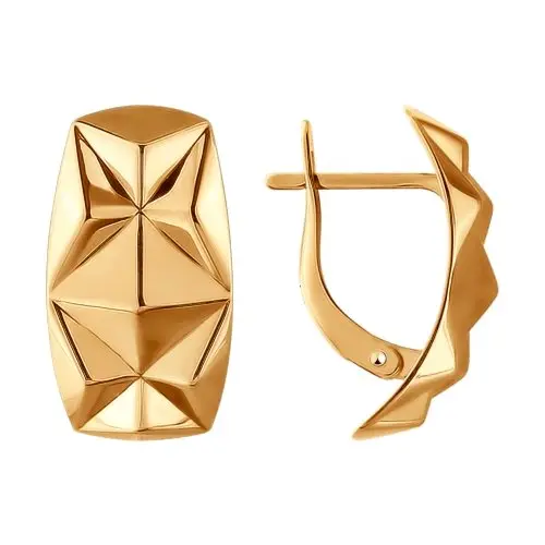 Серьги с английским замком из красного золота