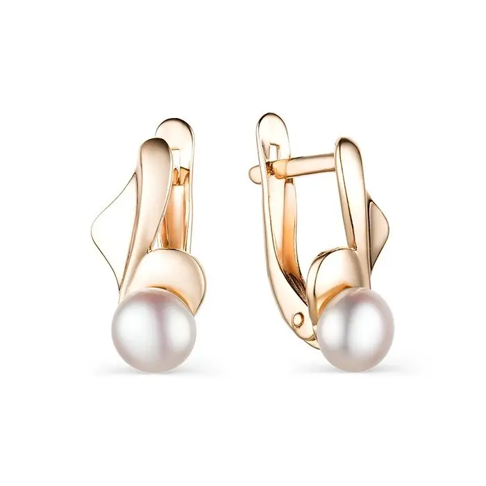 Серьги с английским замком из красного золота