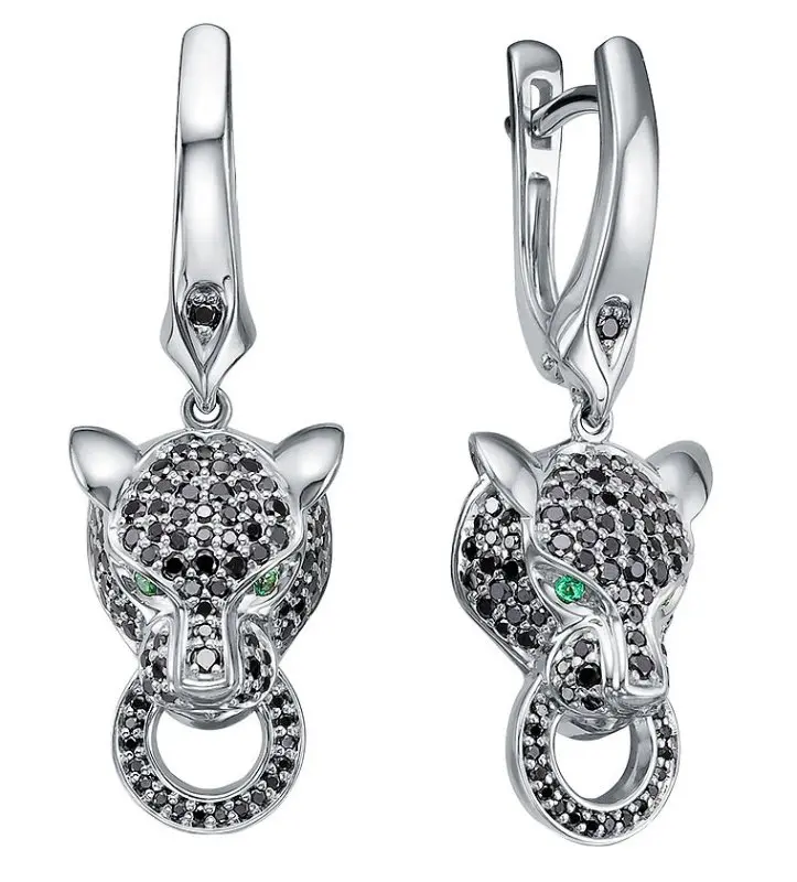 Серьги подвесные из белого золота