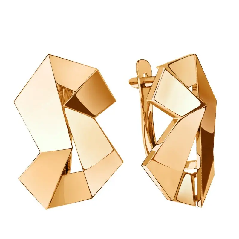 Серьги с английским замком из красного золота