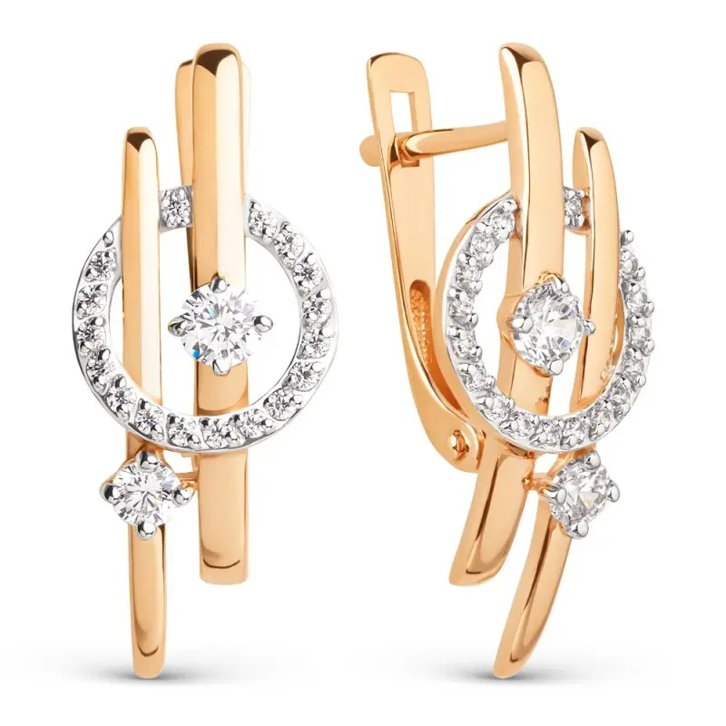 Серьги с английским замком из красного золота