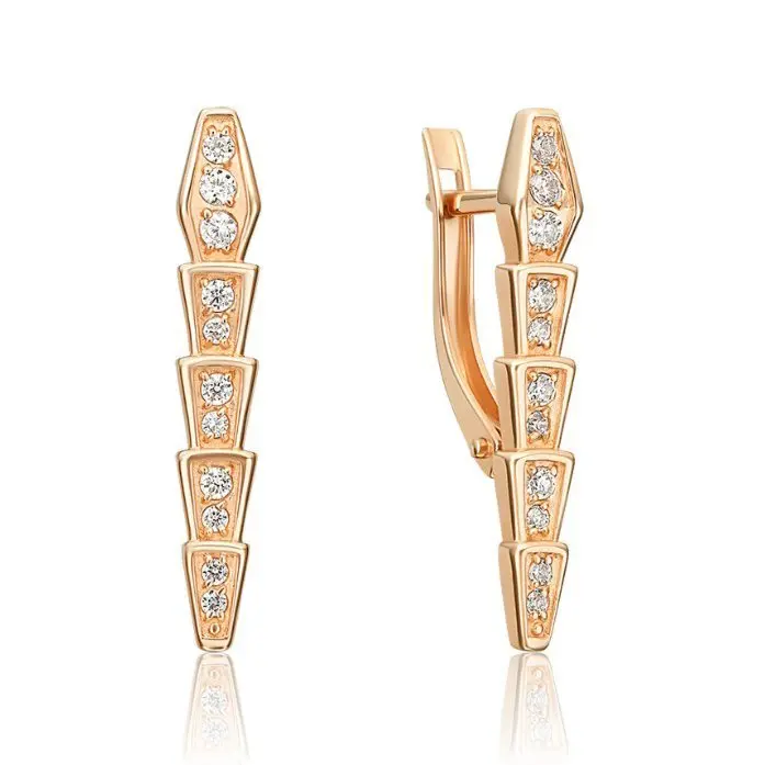 Серьги с английским замком из красного золота