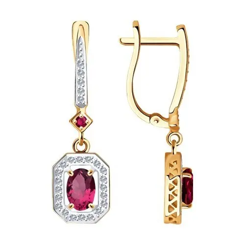 Серьги подвесные из красного золота