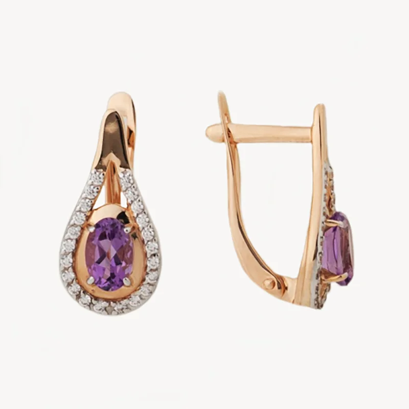 Серьги с английским замком из красного золота