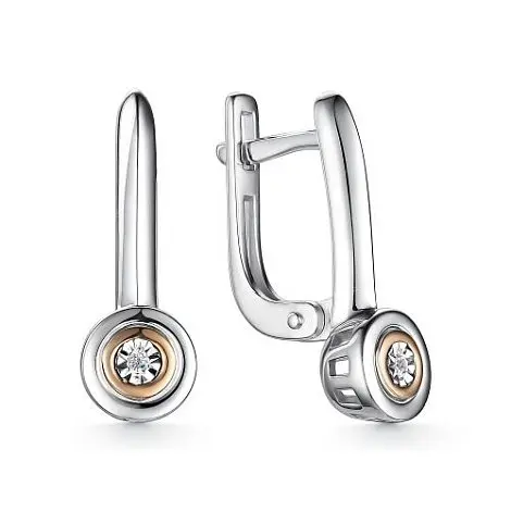 Серьги с английским замком из серебра