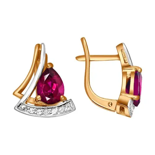 Серьги с английским замком из комбинированного золота