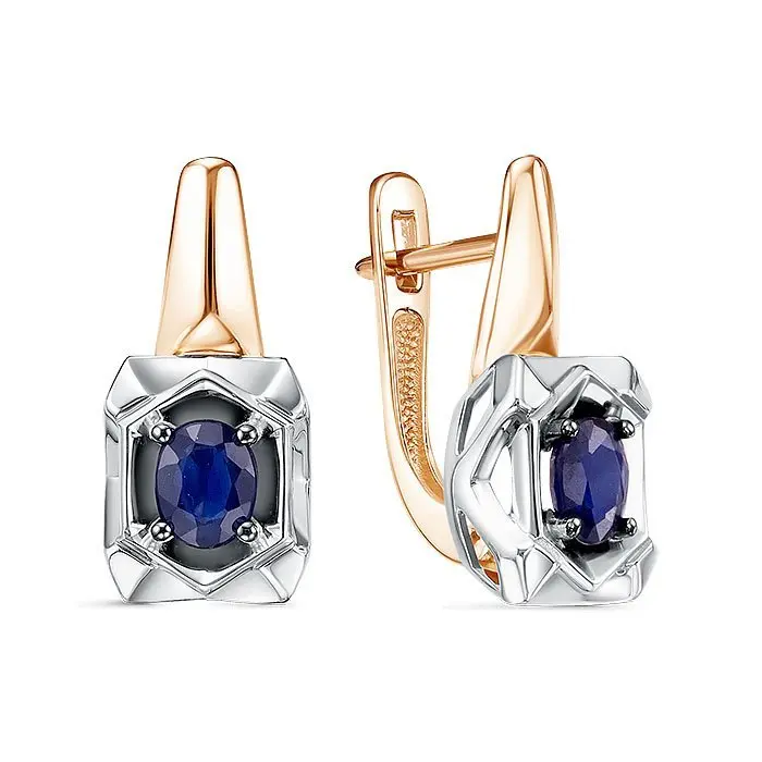 Серьги с английским замком из комбинированного золота