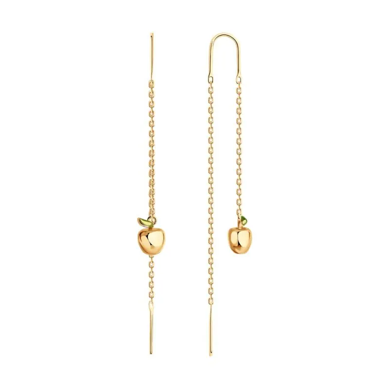 Серьги цепочки из позолоты