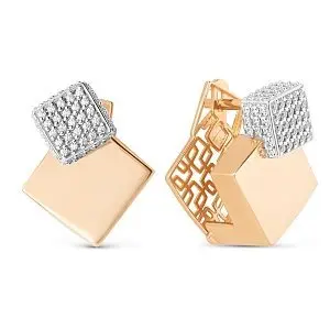 Серьги с английским замком из комбинированного золота