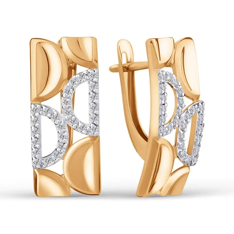 Серьги с английским замком из красного золота