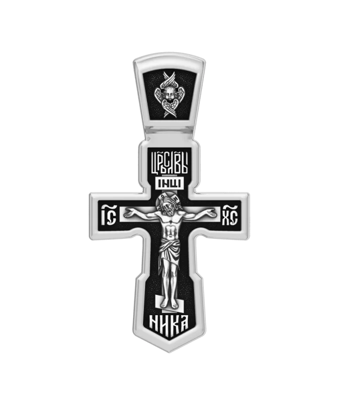 Подвеска крест из черного серебра