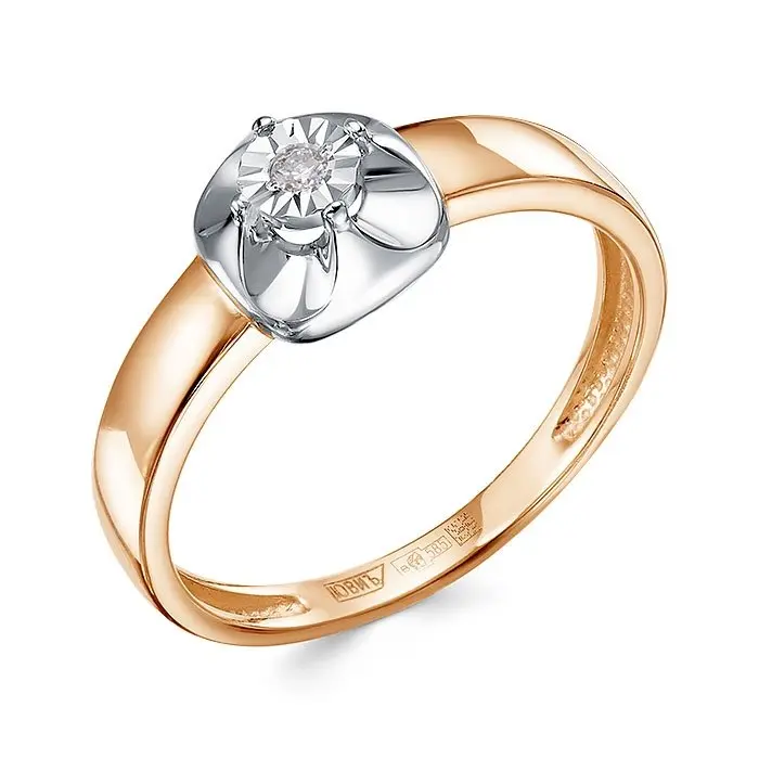 Кольцо помолвочное из комбинированного золота вид 1