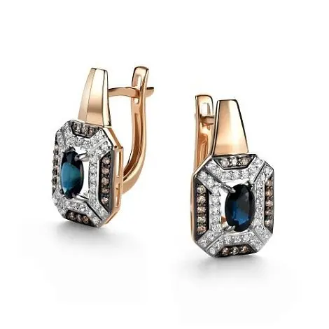 Серьги с английским замком из комбинированного золота