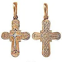 Подвеска крест из комбинированного золота