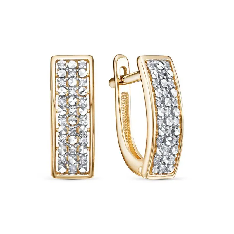 Серьги с английским замком из комбинированного золота