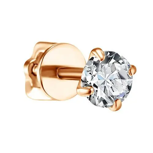 Серьги одиночные из красного золота