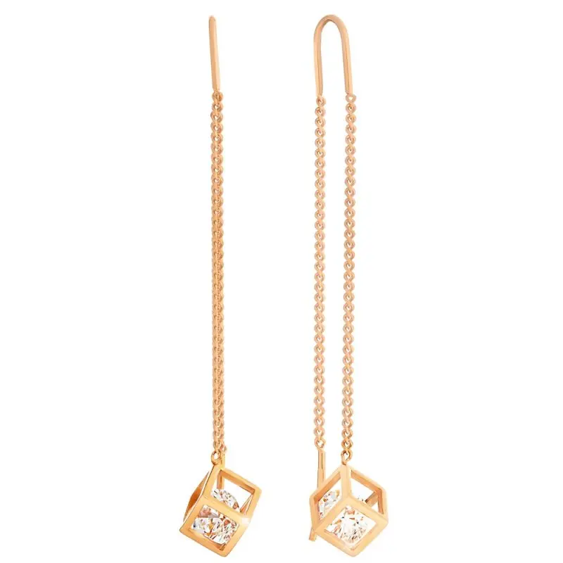 Серьги цепочки из позолоты