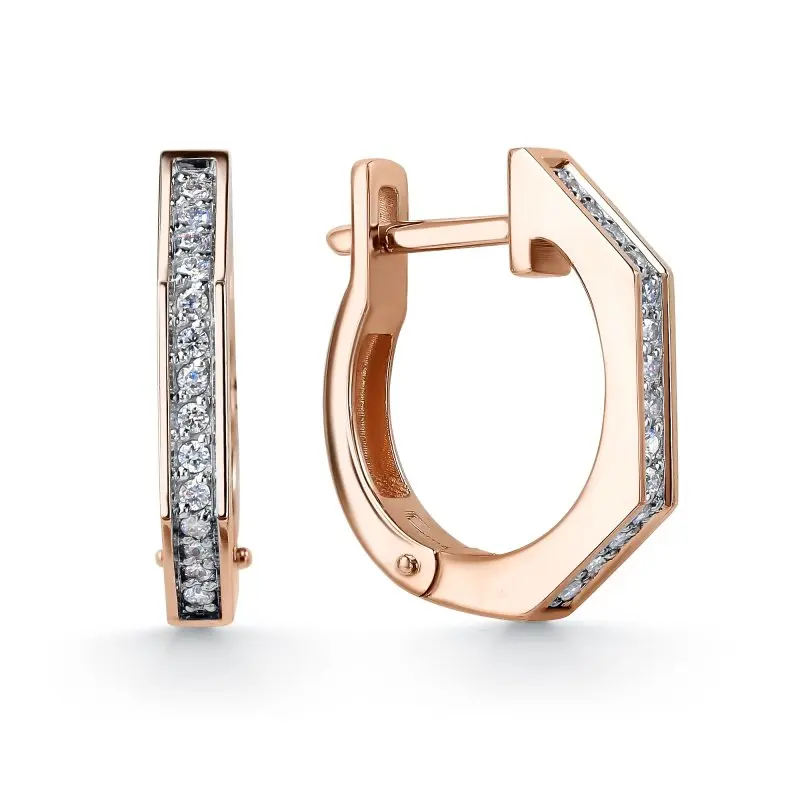 Серьги с английским замком из комбинированного золота