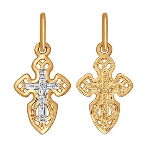 Подвеска крест из комбинированного золота