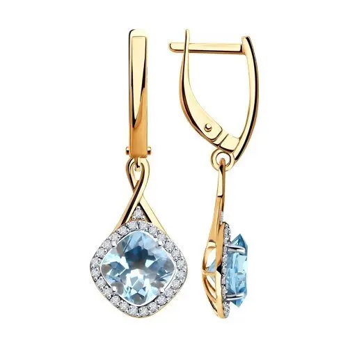 Серьги подвесные из красного золота