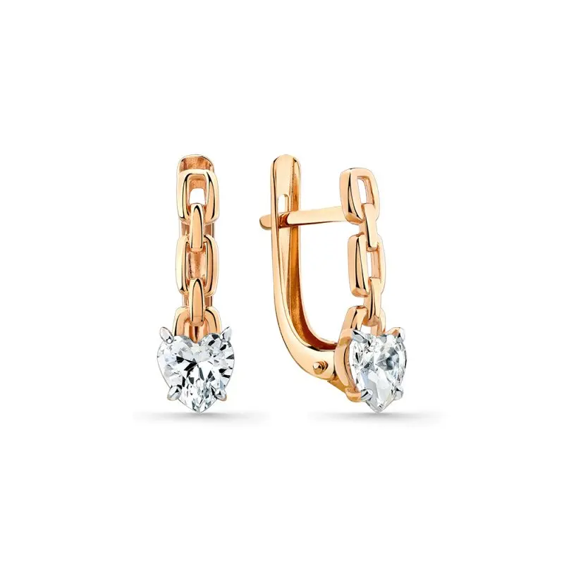 Серьги с английским замком из красного золота