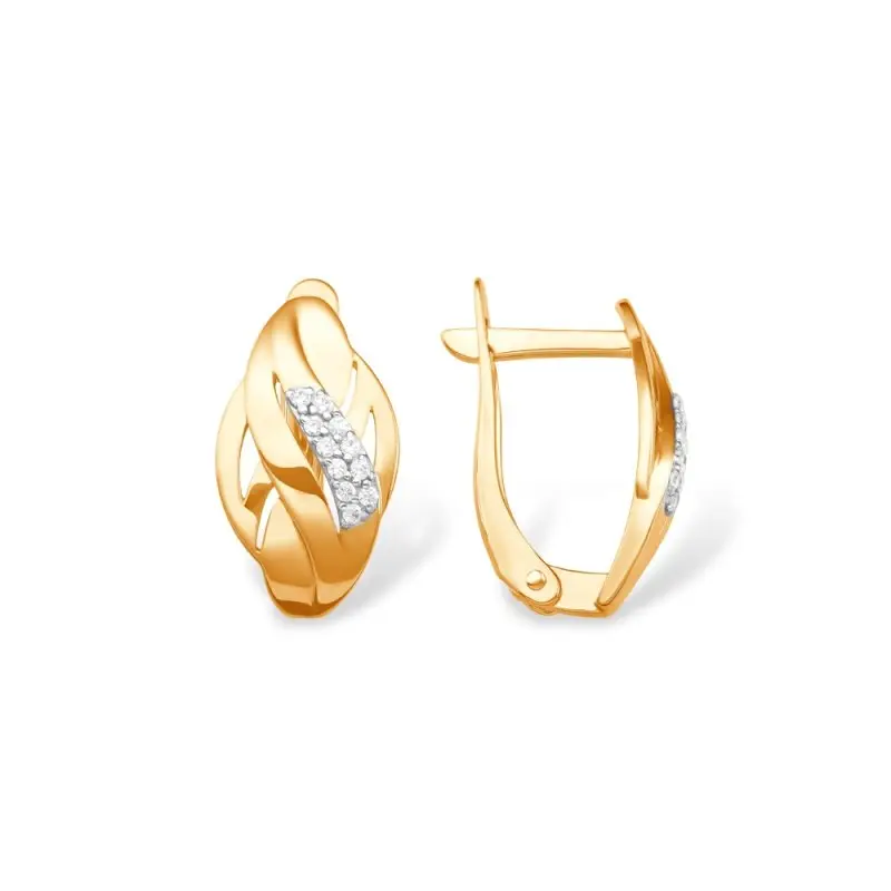 Серьги с английским замком из красного золота