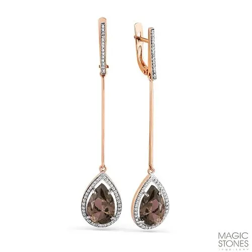 Серьги подвесные из красного золота