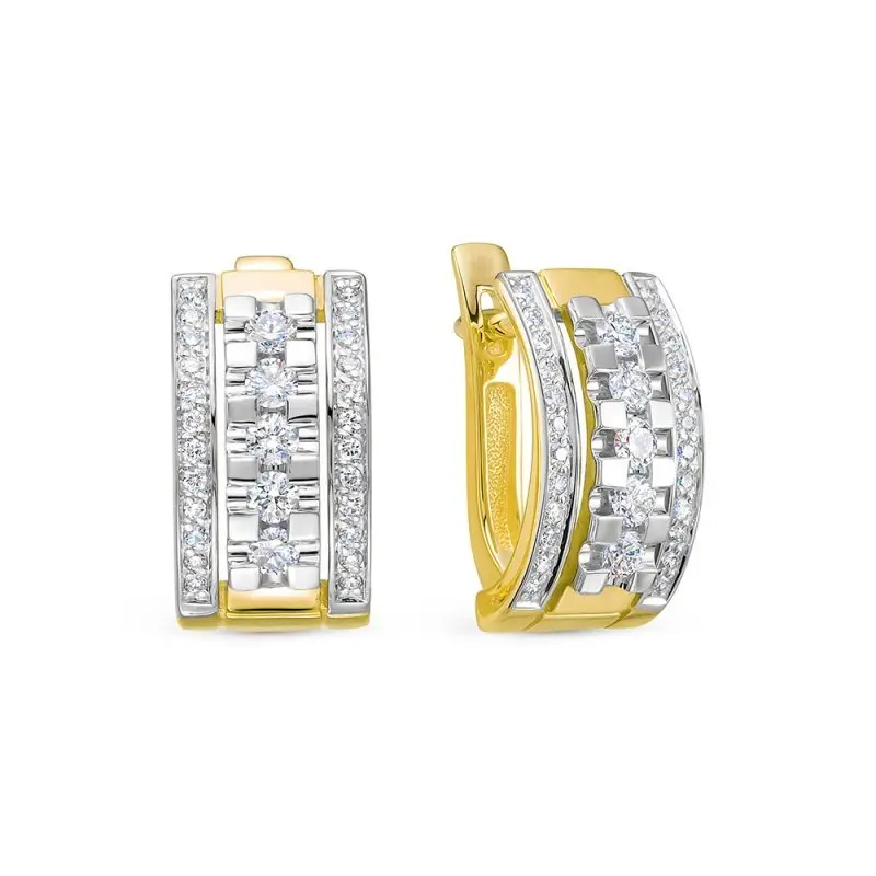 Серьги с английским замком из желтого золота