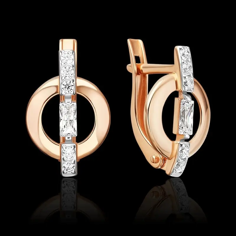 Серьги с английским замком из красного золота