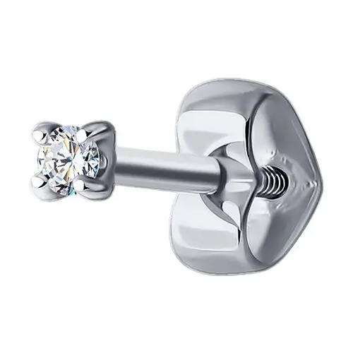 Серьги одиночные из белого золота