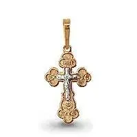 Подвеска крест из комбинированного золота