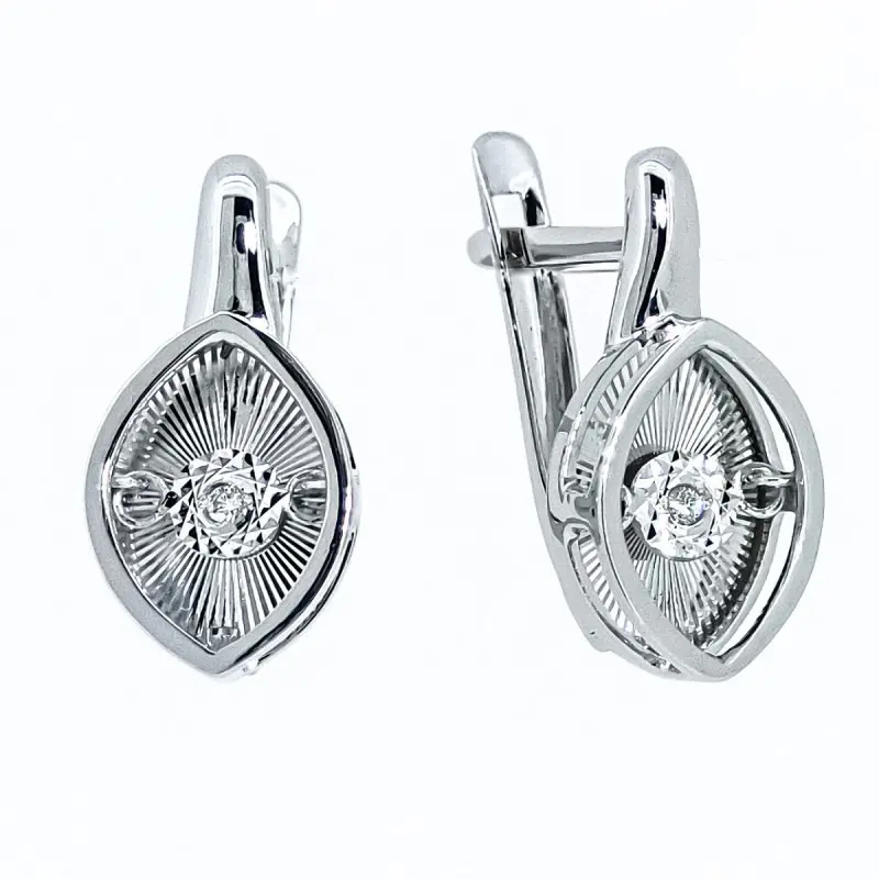 Серьги с английским замком из белого золота