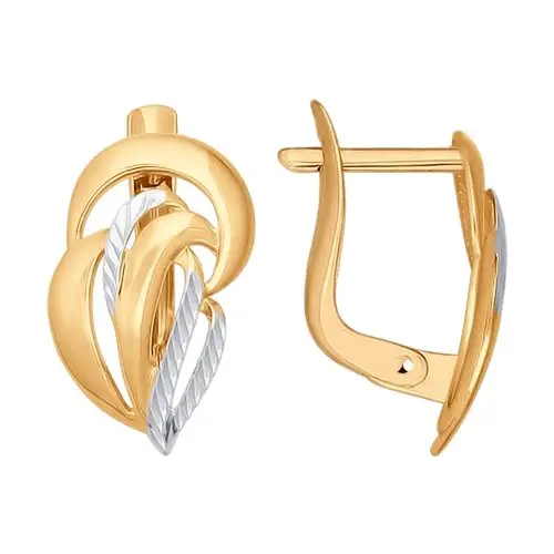 Серьги с английским замком из комбинированного золота