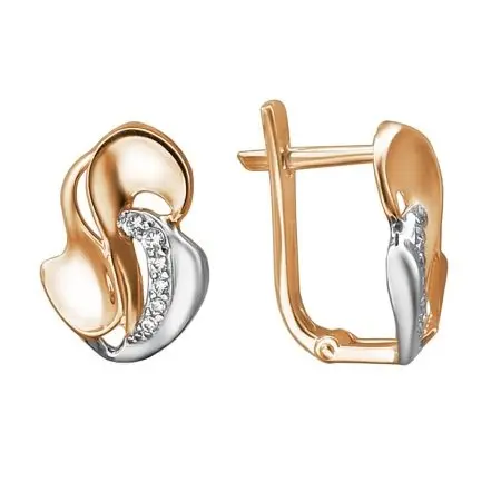 Серьги с английским замком из комбинированного золота