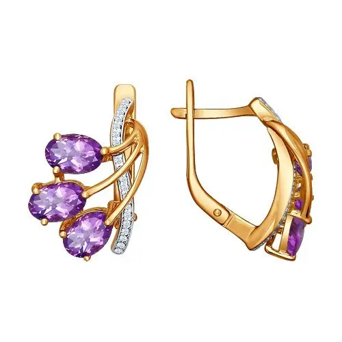 Серьги с английским замком из красного золота